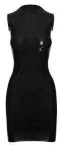 LATE X - Czarna Lateksowa Mini Sukienka Z Małym Kołnierzykiem 2XL