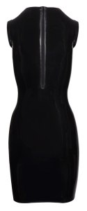 LATE X - Czarna Lateksowa Mini Sukienka Z Małym Kołnierzykiem 2XL