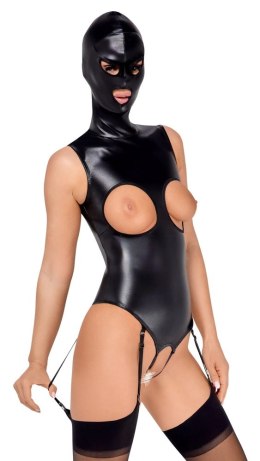 Bad Kitty - Seksowne Skórzane Body Bez Biustu Z Maską 2XL