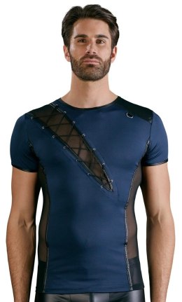 NEK - Seksowna Koszulka Męska Z Miękkiej Mikrofibry Niebiesko-Czarna XL